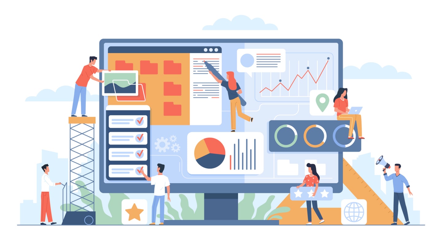 Designers and programmers work on web project